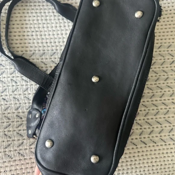 Maria's Artisan Shop Aurora Bag tan/purple/blue butterfly huipil CDB - Picture 3 of 7